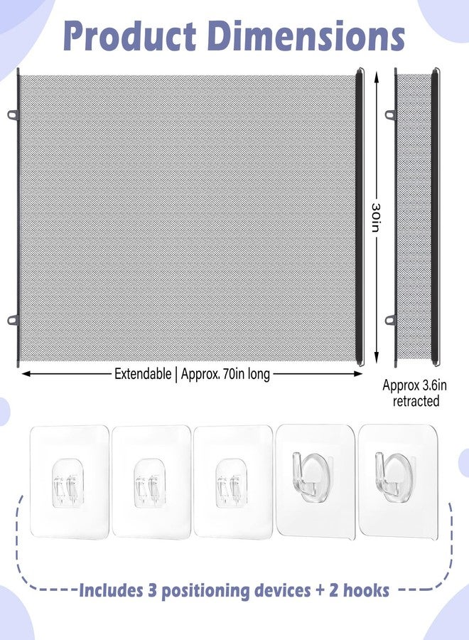 BrightRow Retractable Dog Gate No Drilling Screen Dog Mesh Gate for House Doorways Stairs Safety 30 x 70 Inches Large for Pets Easy Install Anywhere Portable Adjustable with 5 Hanging Hooks Indoor - Image 2